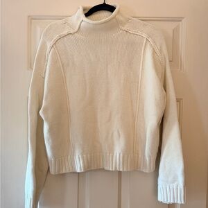 Zara Off-White Mock Neck Knit Sweater